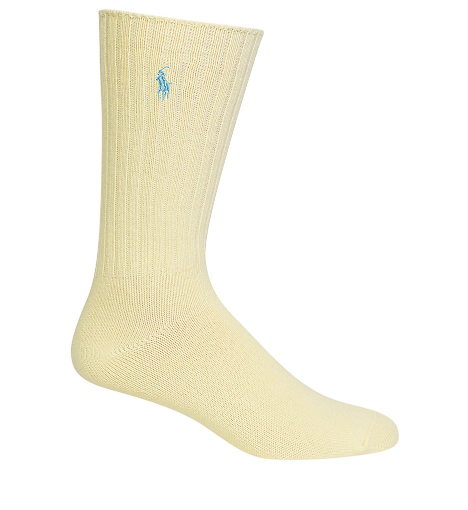 Polo Ralph Lauren 8205 Cotton Crew Sock with Polo Embroidery (Soft Yellow)
