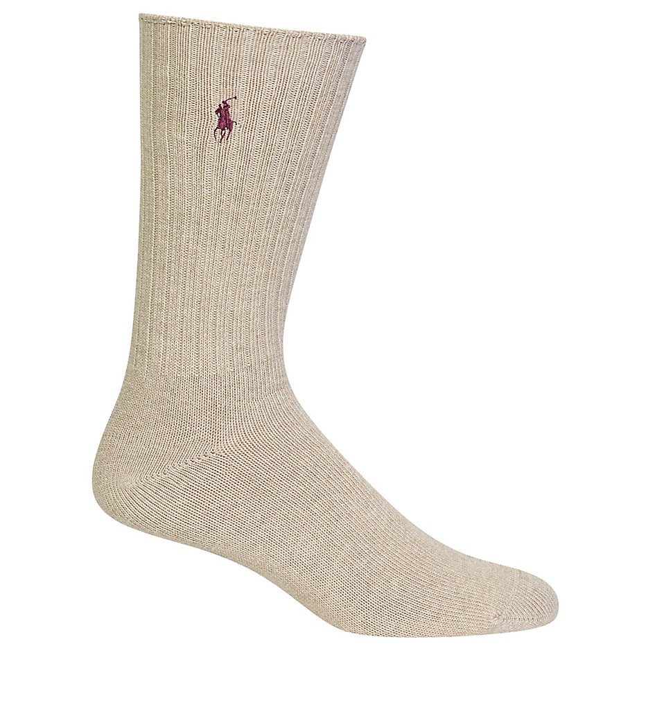 Polo Ralph Lauren 8205 Cotton Crew Sock with Polo Embroidery (Taupe Heather/264)