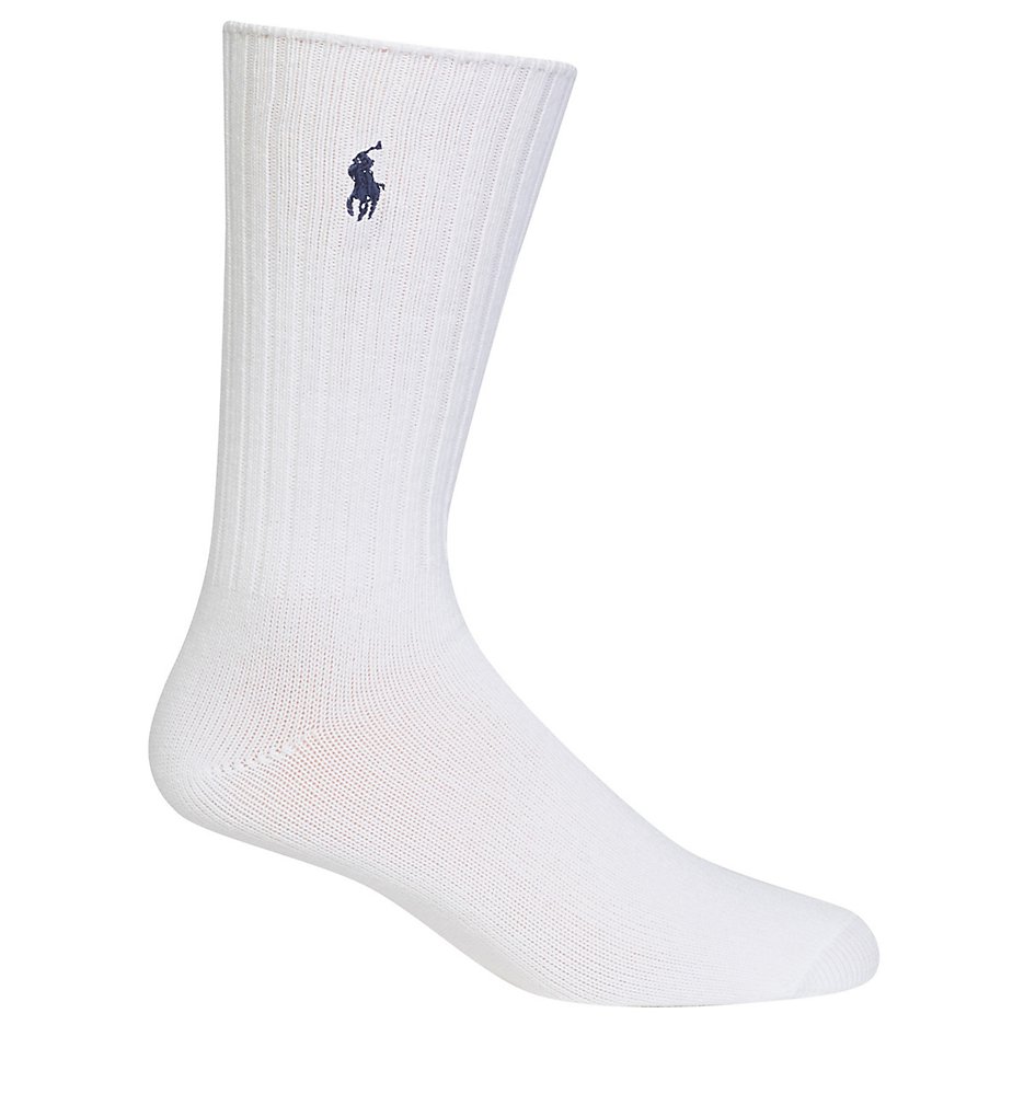 Polo Ralph Lauren 8205 Cotton Crew Sock with Polo Embroidery (White)