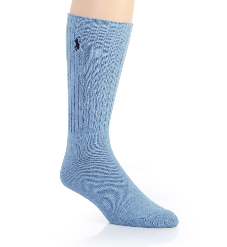 Cotton Crew Sock with Polo Embroidery Blue Melange O/S by Polo