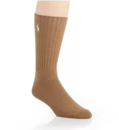 Cotton Crew Sock with Polo Embroidery KHAKI O/S