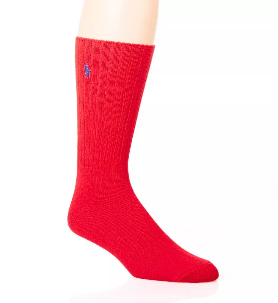 Cotton Crew Sock with Polo Embroidery RED O/S