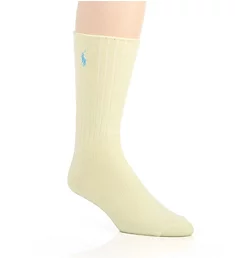 Cotton Crew Sock with Polo Embroidery Soft Yellow O/S
