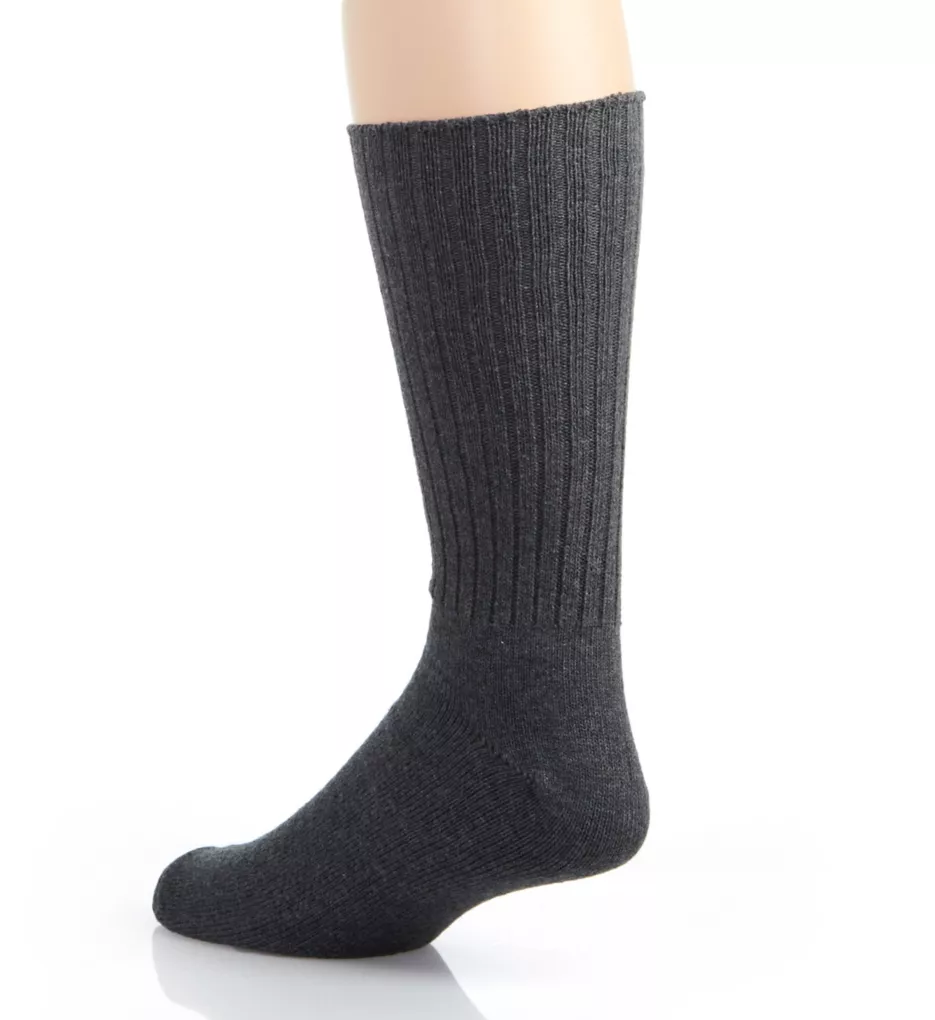 Cotton Crew Sock with Polo Embroidery Charcoal Heather O/S