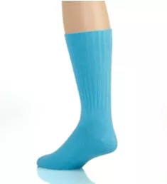 Cotton Crew Sock with Polo Embroidery Sky Blue O/S