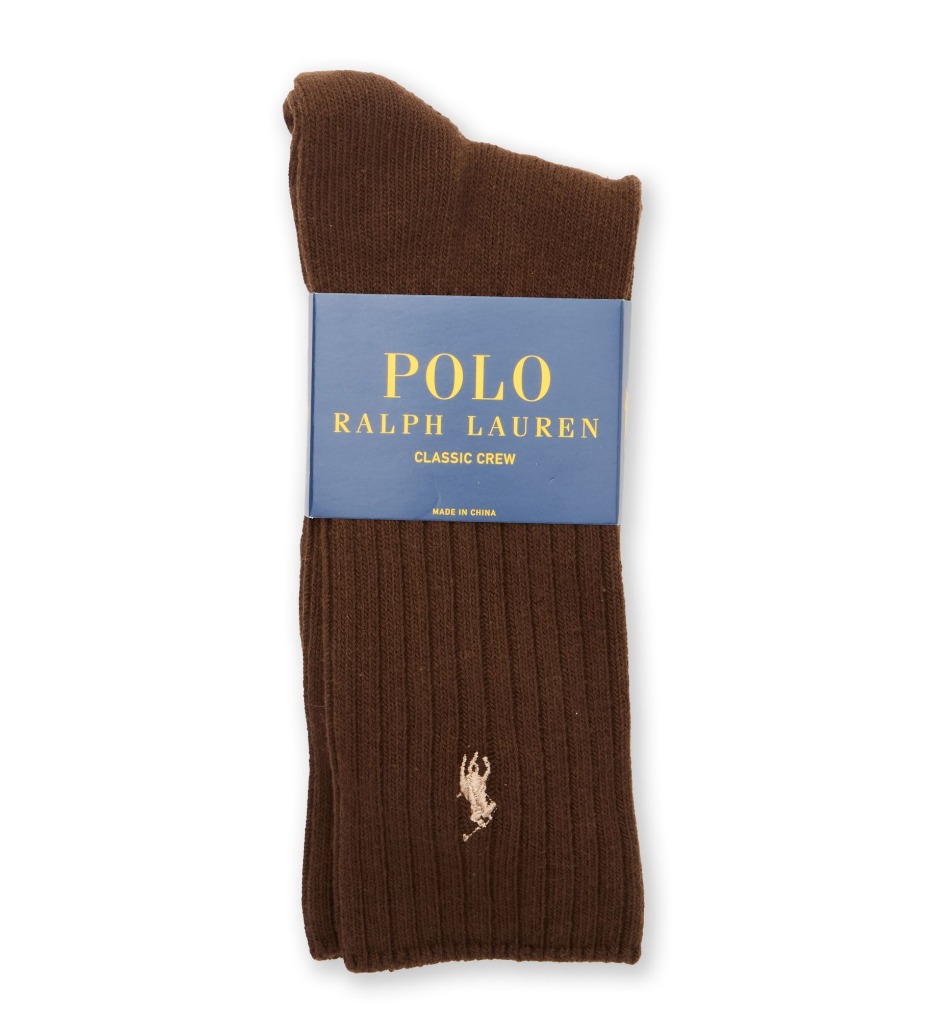 Polo Ralph Lauren Cotton Crew Sock with Polo Embroidery Dark Chocolate O/S  - Image 1