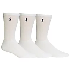 Cushioned Classic Cotton Crew Golf Socks - 3 Pack WHT O/S