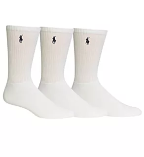 Cushioned Classic Cotton Crew Golf Socks - 3 Pack WHT O/S