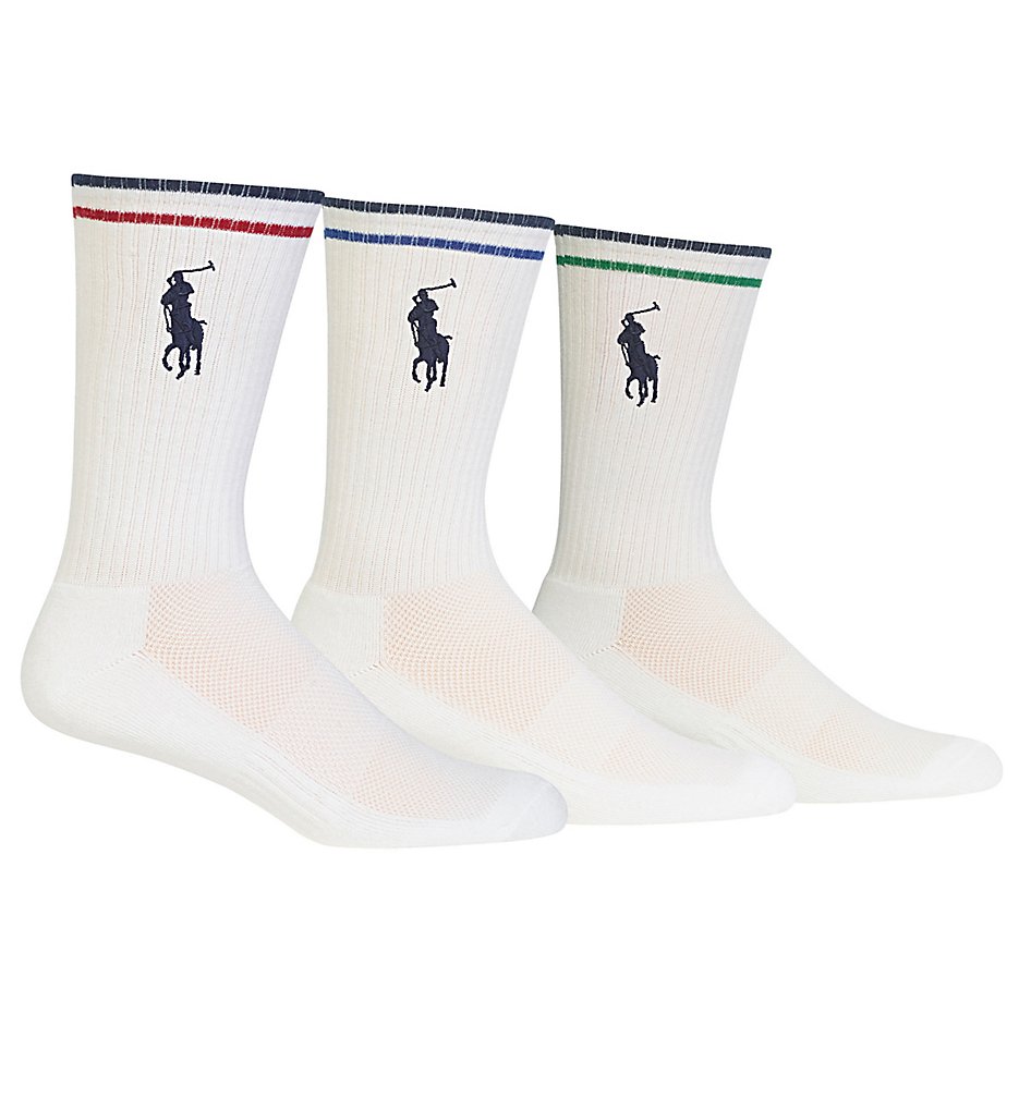Polo Ralph Lauren 821058 Big Pony Technical Crew Socks - 3 Pack (White Assorted)