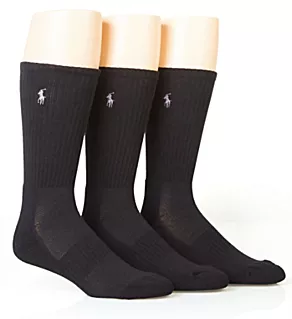 Golf Classic Crew Socks - 3 Pack Black O/S
