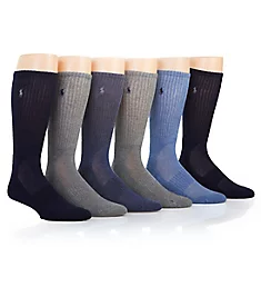 Performance Solid Cotton Crew Sock - 6 Pack Denim412 O/S