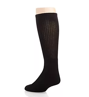 Rib Cuff Cushioned Crew Socks - 6 Pack Black O/S