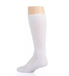 Rib Cuff Cushioned Crew Socks - 6 Pack White O/S