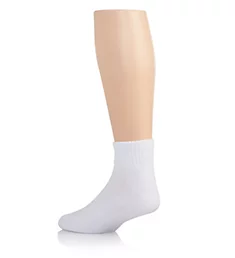 Rib Cuff Quarter Socks - 6 Pack White O/S