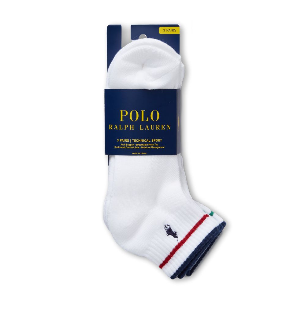 Stripe Low Cut Athletic Socks - 3 Pack-fs