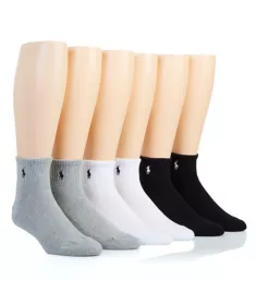 Rib Cuff Cushioned Quarter Socks - 6 Pack Grey Heather Assort O/S