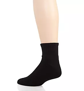 Rib Cuff Cushioned Quarter Socks - 6 Pack Black O/S