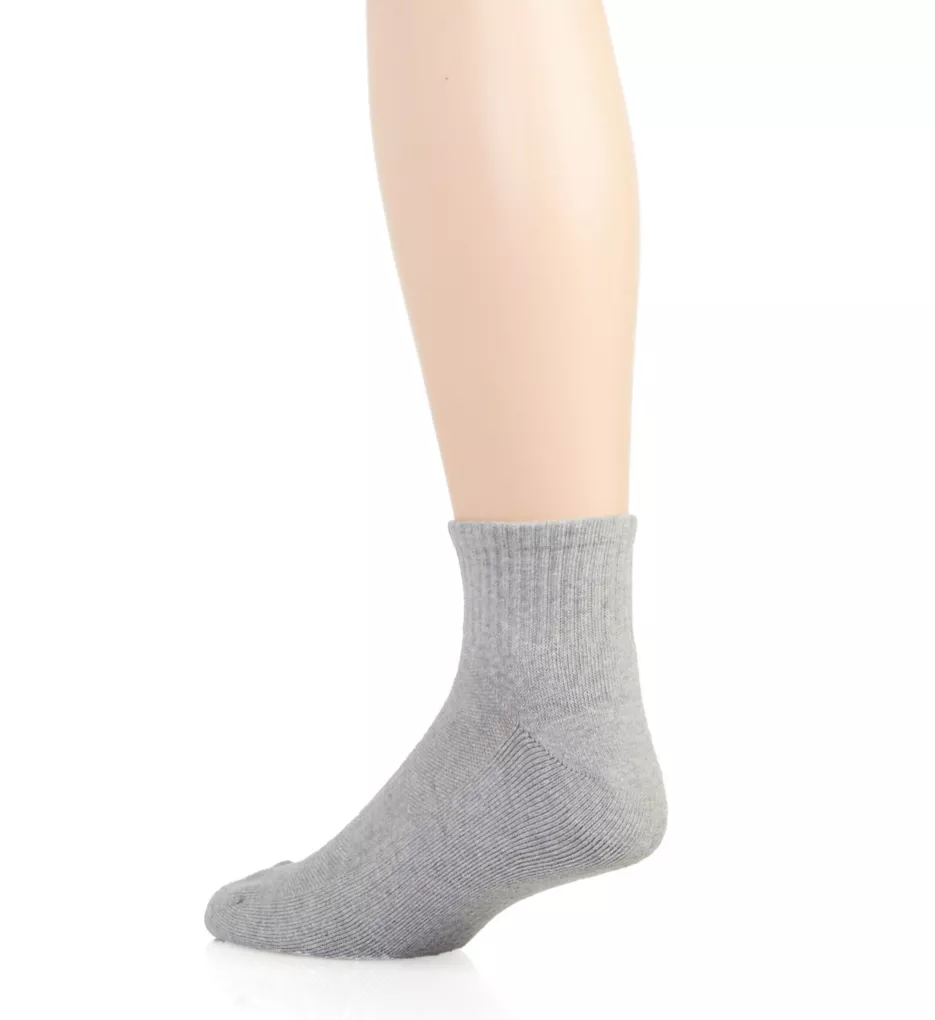 Rib Cuff Cushioned Quarter Socks - 6 Pack Grey Heather Assort O/S