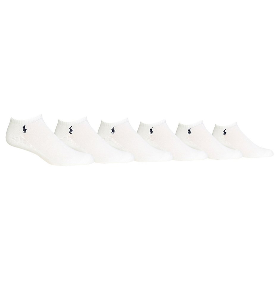 Polo Ralph Lauren 827001 Cushioned Cotton No Show Socks - 6 Pack (White)