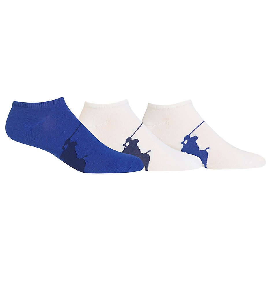 Polo Ralph Lauren 827025PK Big Polo Player No Show Socks - 3 Pack (Bright Navy)