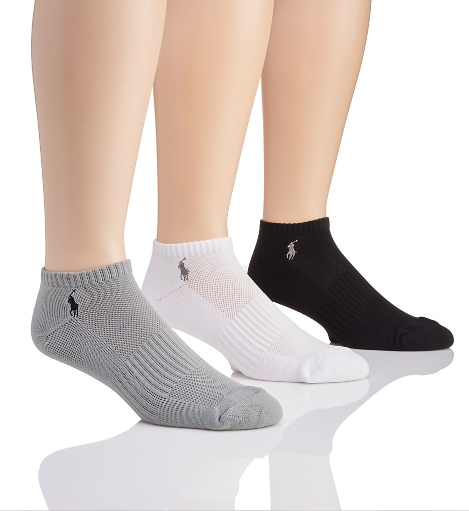 Polo Ralph Lauren 827063PK Tech Athletic Low Profile Socks - 3 Pack (Black Assorted)