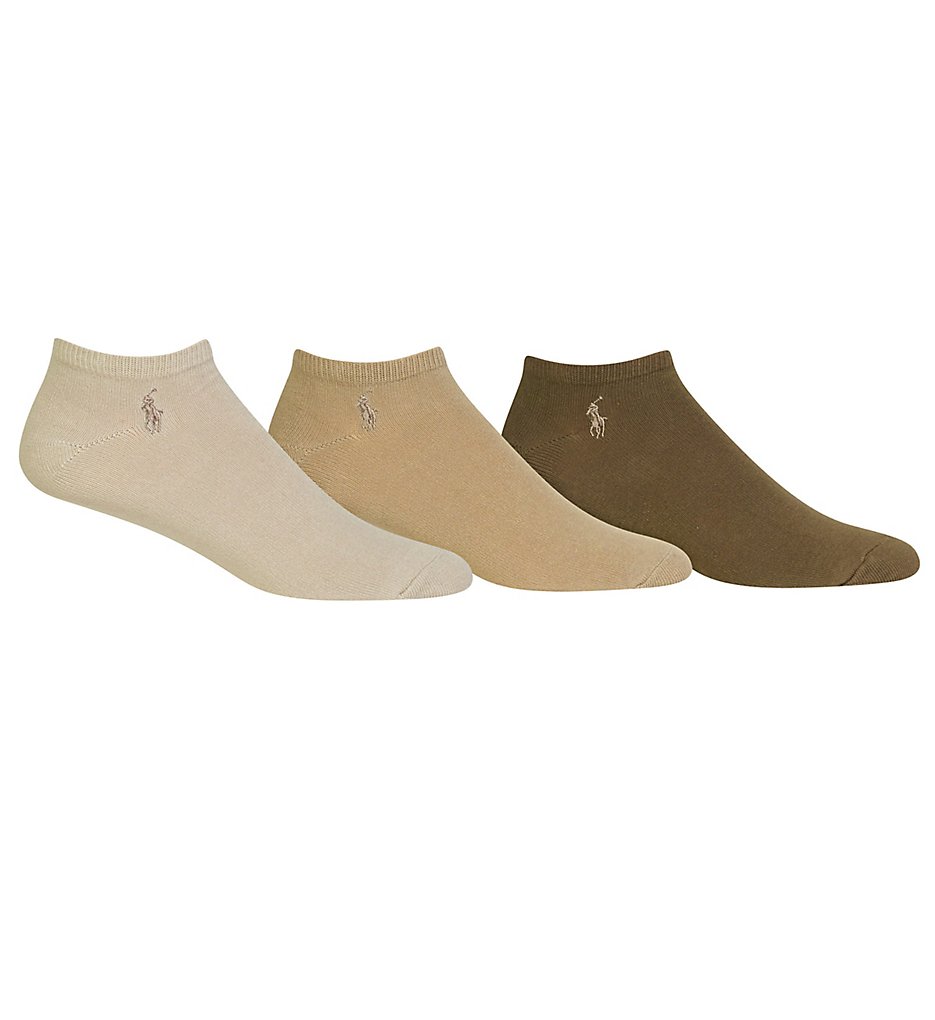 Polo Ralph Lauren 8270PK Cotton Ghost Low Cut Socks - 3 Pack (Khaki Assorted)
