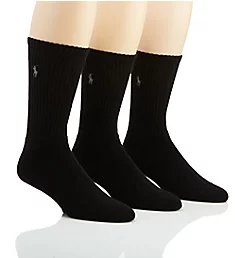 Cushioned Foot Ribbed Crew Sock - 3 Pack BLK O/S