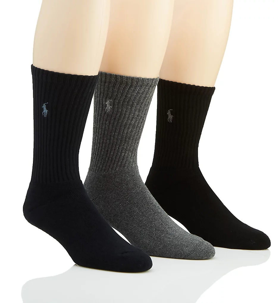 Cushioned Foot Ribbed Crew Sock - 3 Pack