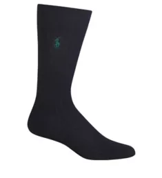 Egyptian Cotton Rib Crew Sock BLK O/S