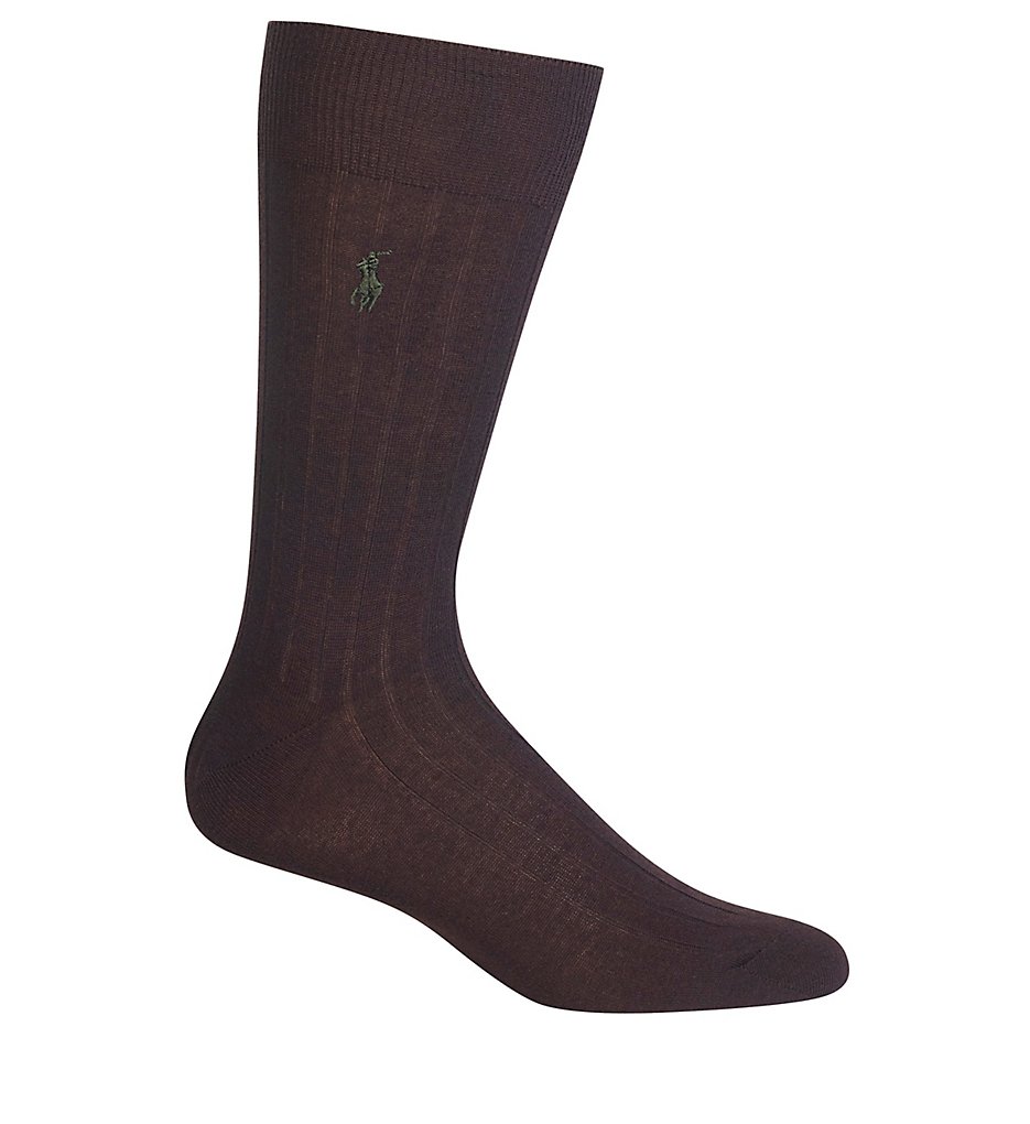 Polo Ralph Lauren 84831 Egyptian Cotton Rib Crew Sock (Dark Brown)