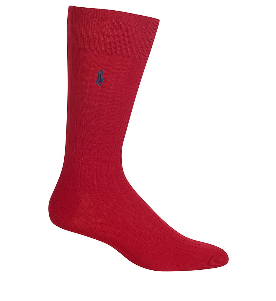 Polo Ralph Lauren 84831 Egyptian Cotton Rib Crew Sock (Indian Red)