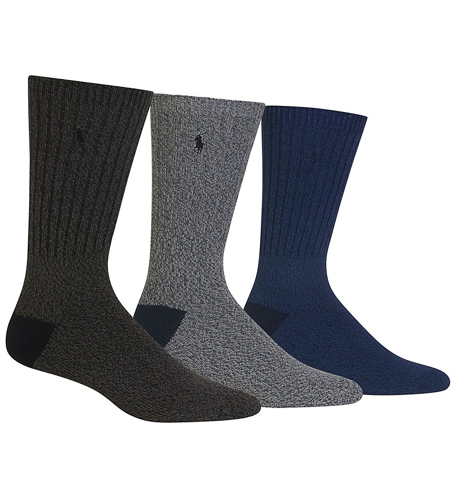 Polo Ralph Lauren 8491PK Supersoft Ragg Crew Sock - 3 Pack (Black Assorted)