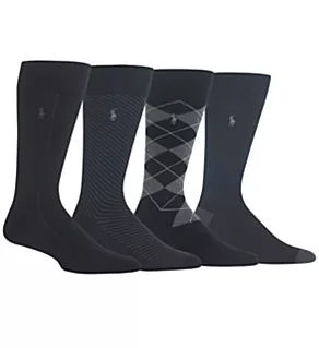 Classic Flat Knit Crew Socks - 4 Pack BlkA1 O/S