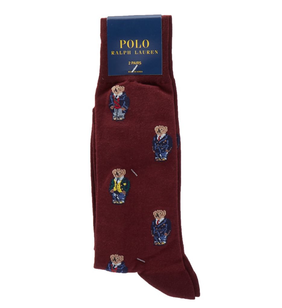 All Over Preppy Polo Bear Socks - 2 Pack-fs