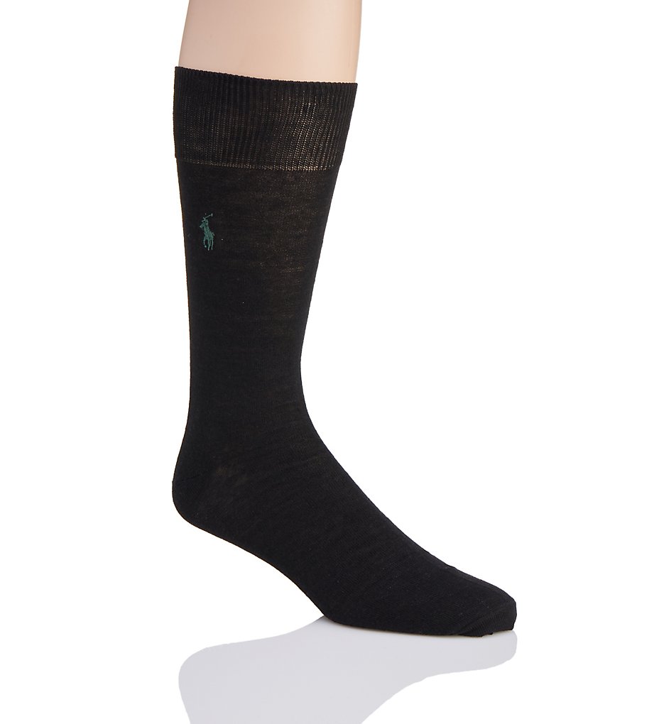 Polo Ralph Lauren 90040 Merino Flat Knit Crew Sock (Black)