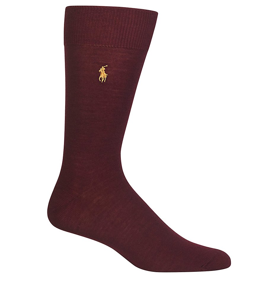Polo Ralph Lauren 90040 Merino Flat Knit Crew Sock (Bordeaux)