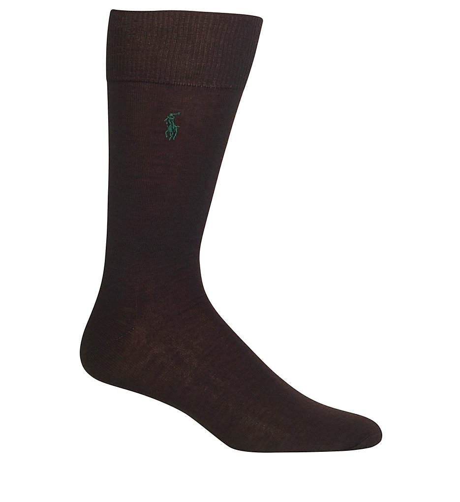 Polo Ralph Lauren 90040 Merino Flat Knit Crew Sock (Dark Brown)