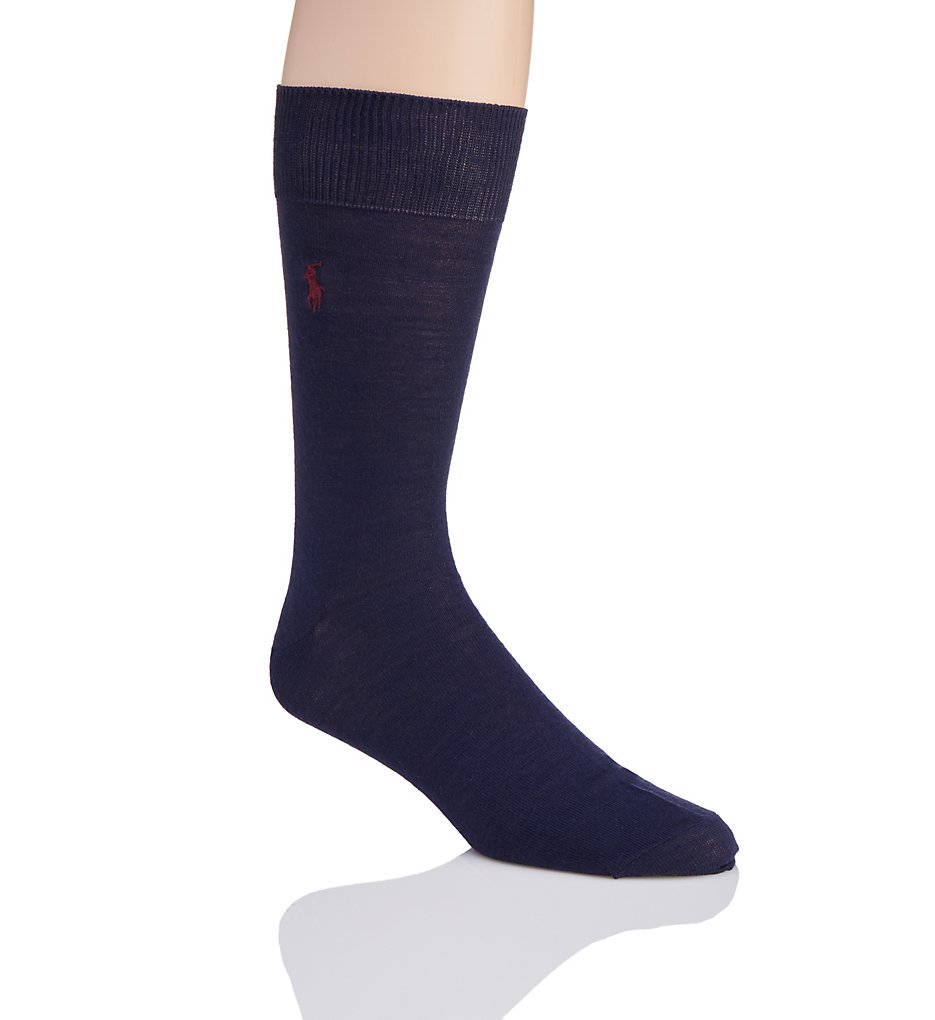 Polo Ralph Lauren 90040 Merino Flat Knit Crew Sock (Navy)