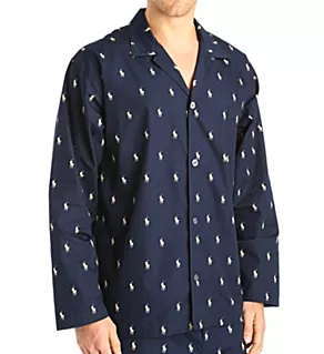 All Over Pony Pajama Shirt NavCrm L