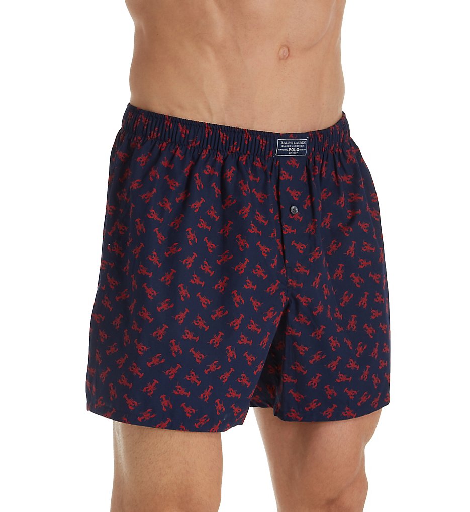 Polo Ralph Lauren L108HR Classic 100% Cotton 40's Woven Boxer (Cruise Navy/Lobster)