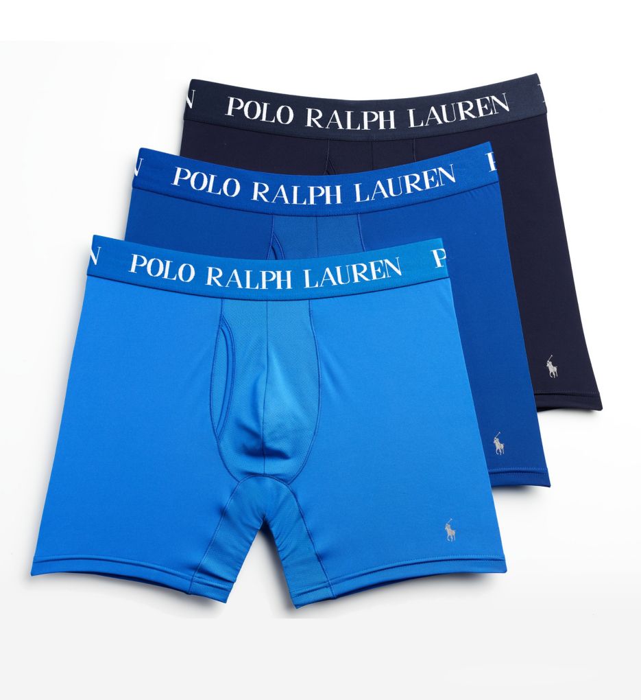 4D-Flex Performance Mesh Boxer Briefs - 3 Pack Colby Blue/Royal/Navy S by  Polo Ralph Lauren