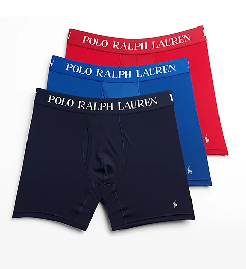 Polo Ralph Lauren 4D-Flex Performance Mesh Boxer Briefs - 3 Pack Navy/Red/Pacific Royal M 