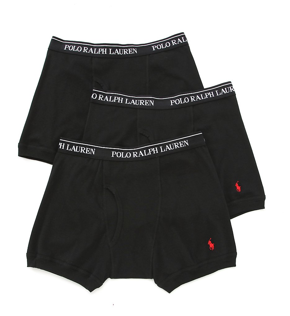 Polo Ralph Lauren LCBB Classic Fit 100% Cotton Boxer Briefs - 3 Pack (Black)