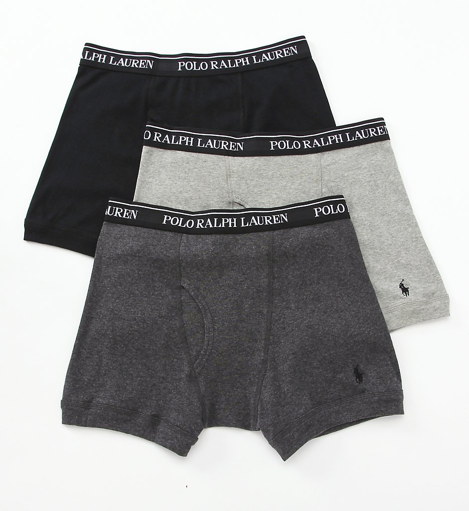 Polo Ralph Lauren LCBB Classic Fit 100% Cotton Boxer Briefs - 3 Pack (Grey Assorted)
