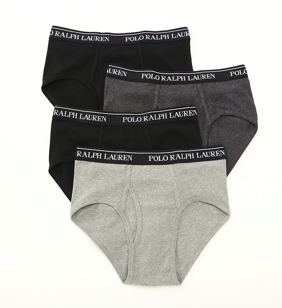 Polo Ralph Lauren LCBF Classic Fit 100% Cotton Low Rise Briefs - 4 Pack (Grey Assorted)