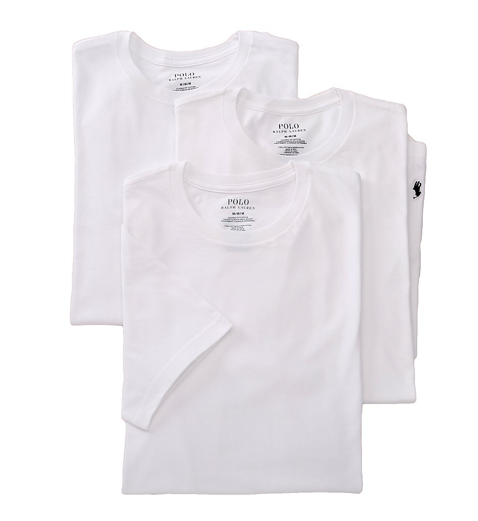 Polo Ralph Lauren LCCN Classic Fit 100% Cotton Crew T-Shirts - 3 Pack (White)