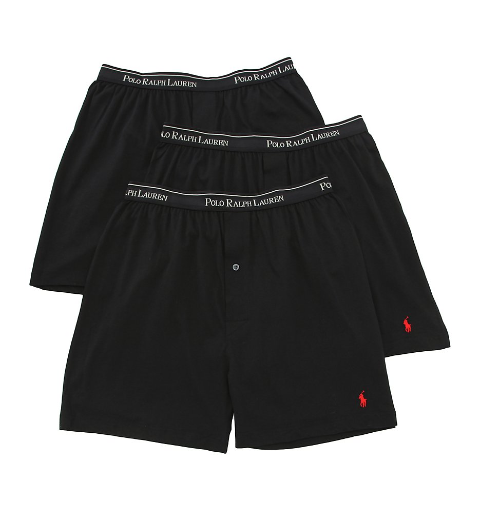 Polo Ralph Lauren LCKB Classic Fit 100% Cotton Knit Boxers - 3 Pack (Black)