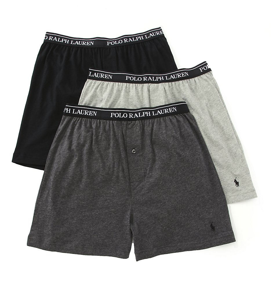 Polo Ralph Lauren LCKB Classic Fit 100% Cotton Knit Boxers - 3 Pack (Grey Assorted)