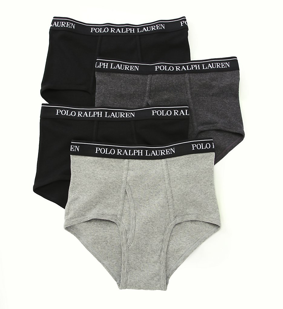 Polo Ralph Lauren LCMB Classic Fit 100% Cotton Mid-Rise Briefs - 4 Pack (Grey Assorted)