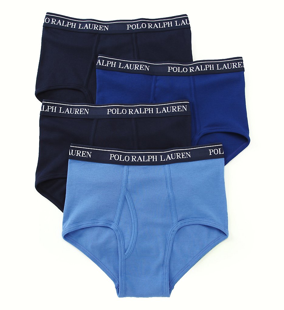 Polo Ralph Lauren LCMB Classic Fit 100% Cotton Mid-Rise Briefs - 4 Pack (Navy Assorted)
